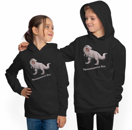 Kids Hoodie Hooded Sweatshirt - With Tyrannosaurus Rex Print i53
